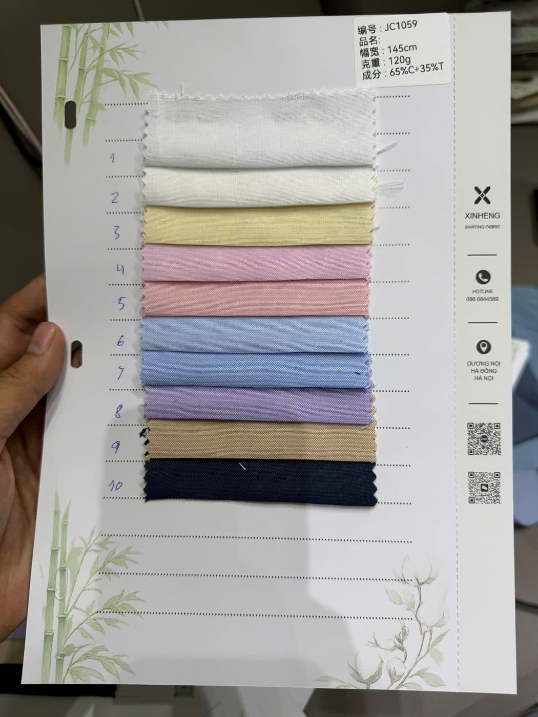Sổ mẫu Sơ mi Oxford JC1059