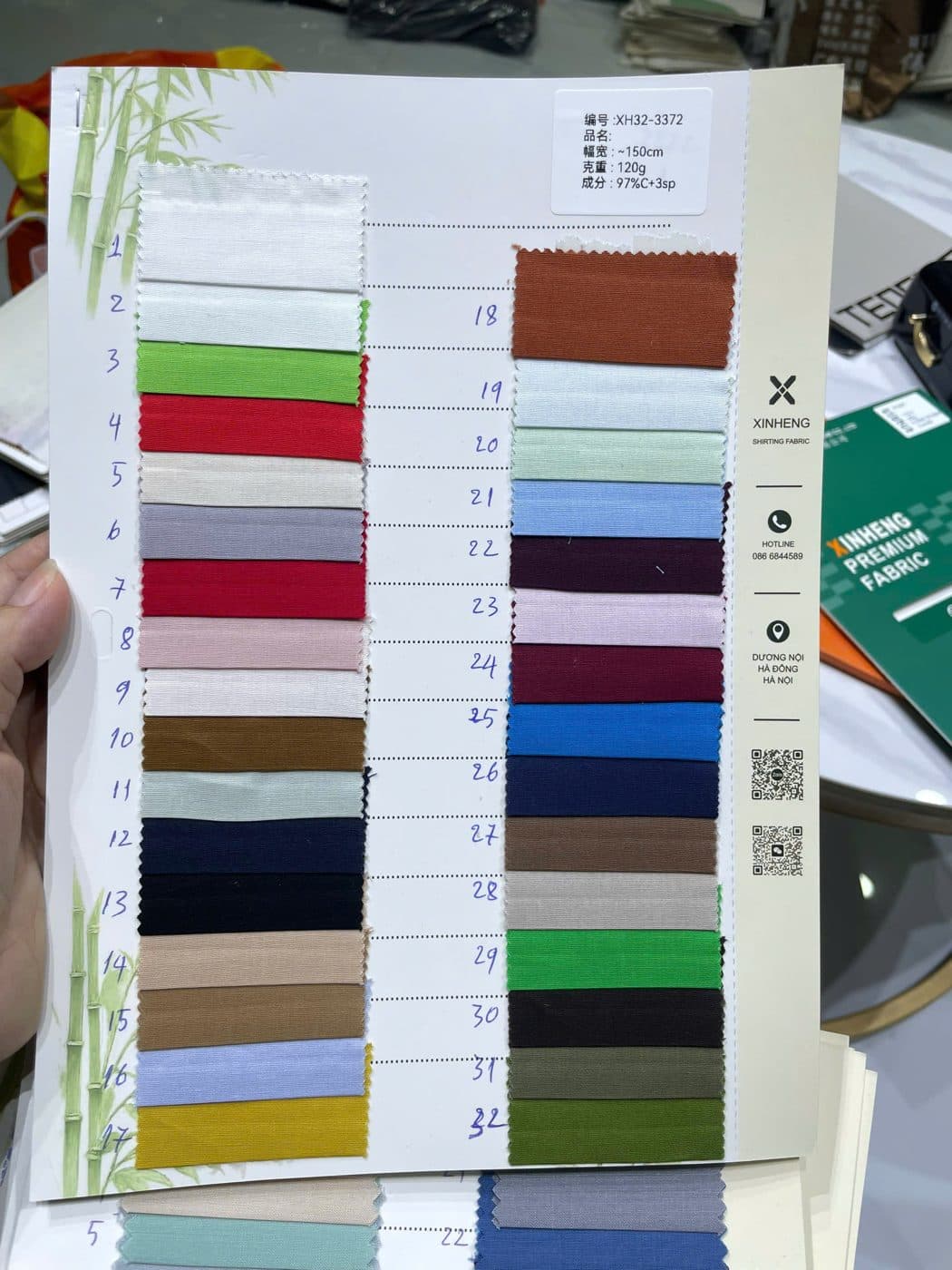 Sổ mẫu Sơ mi cotton co giãn 3372