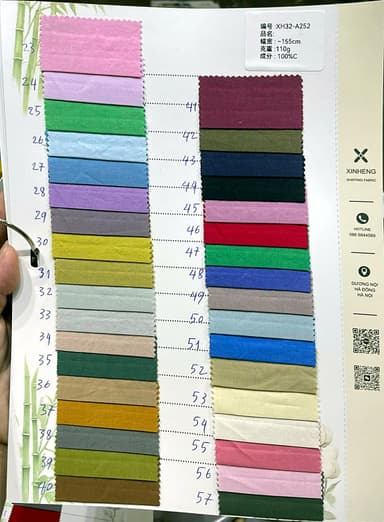 Sổ mẫu Sơ mi cotton 100% A252