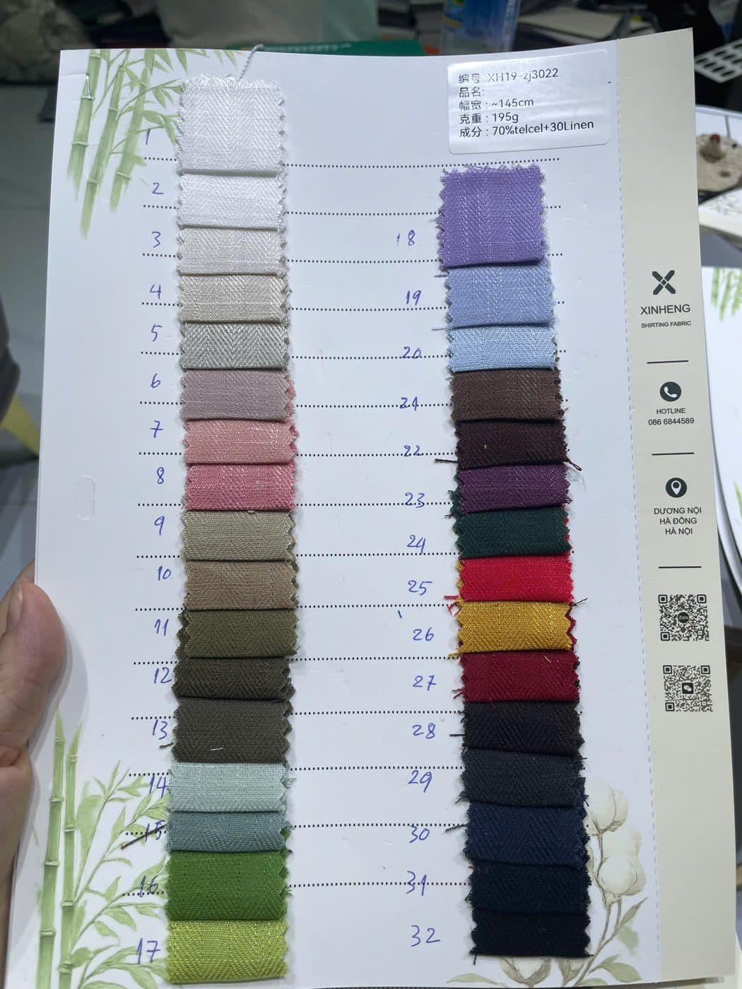 Sổ mẫu thực tế Xương cá Tencel-Linen ZJ3022