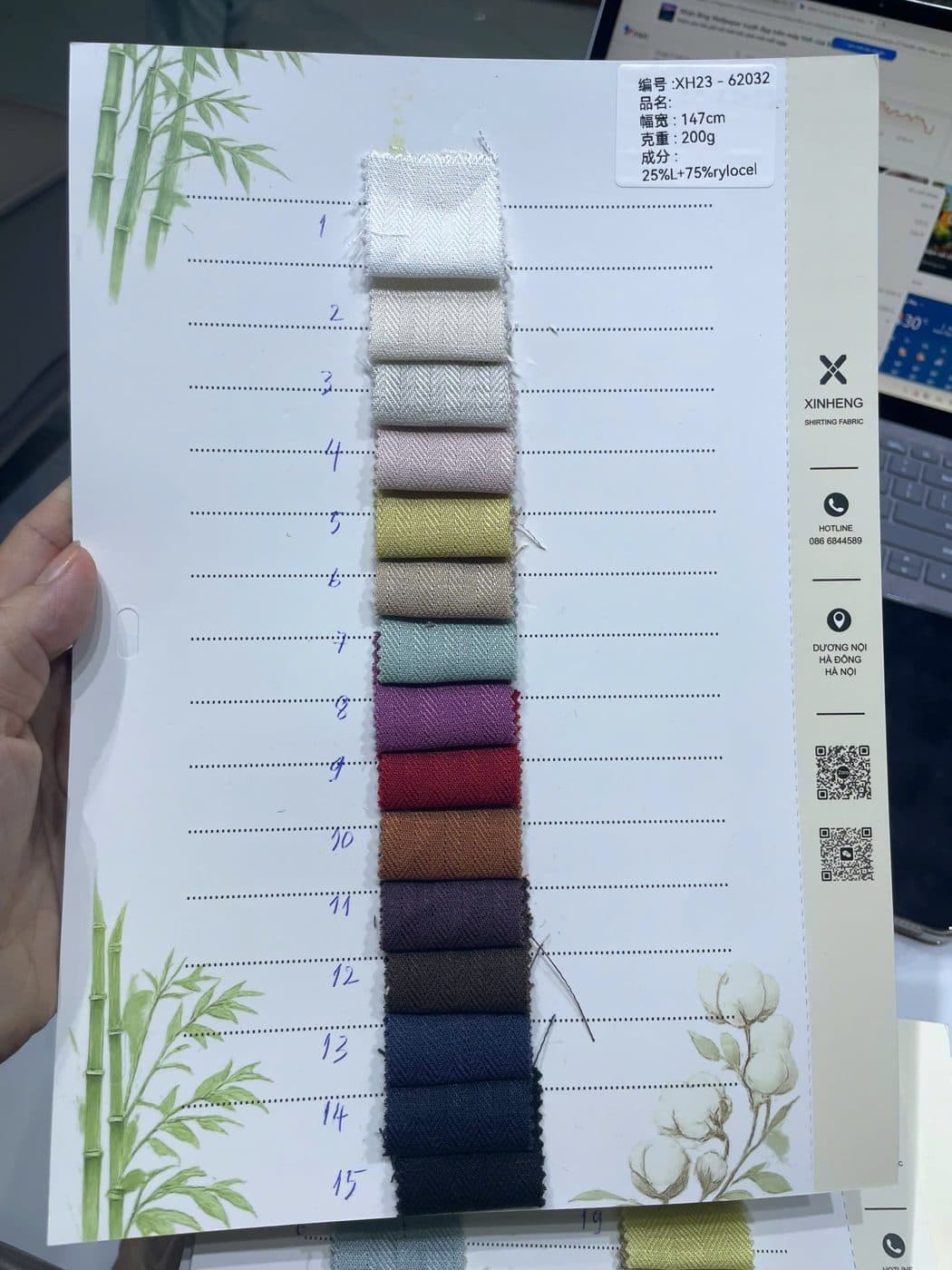 Sổ mẫu thực tế Xương cá Linen-Lyocell 62032