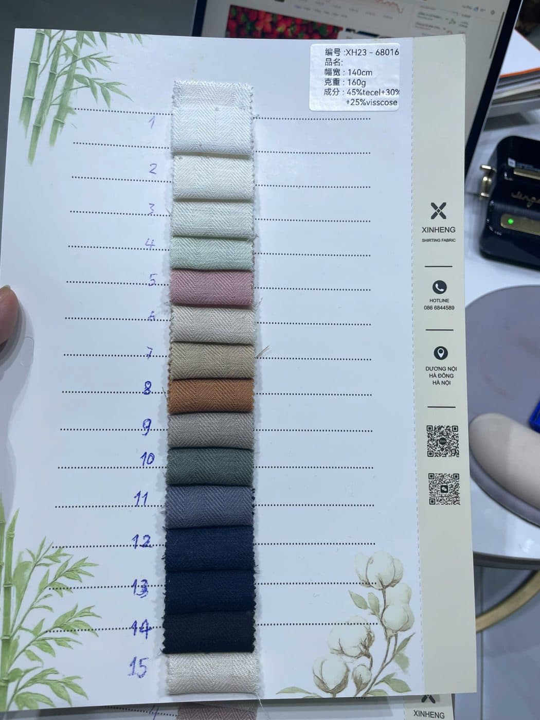Sổ mẫu thực tế Xương cá Tencel 68016