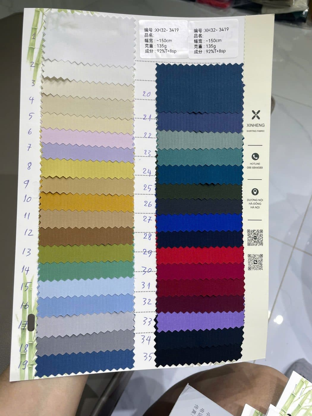 Sổ mẫu thực tế Sơ mi trơn 3419