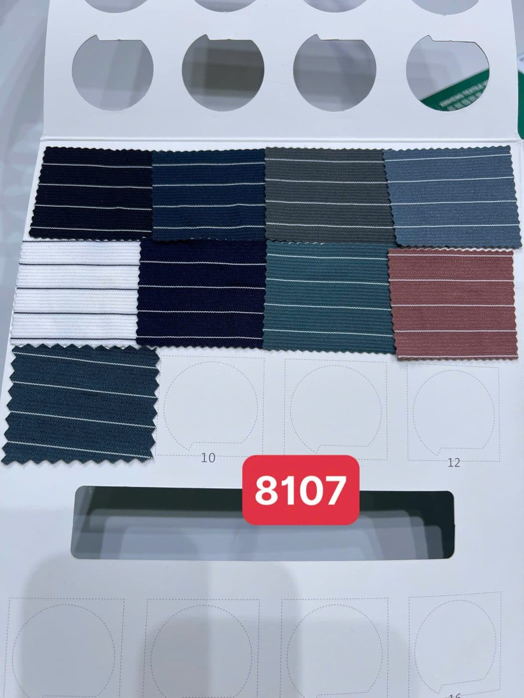 Sổ mẫu thực tế Thun thể thao 8107 (gân ngang + sọc pinstripe)