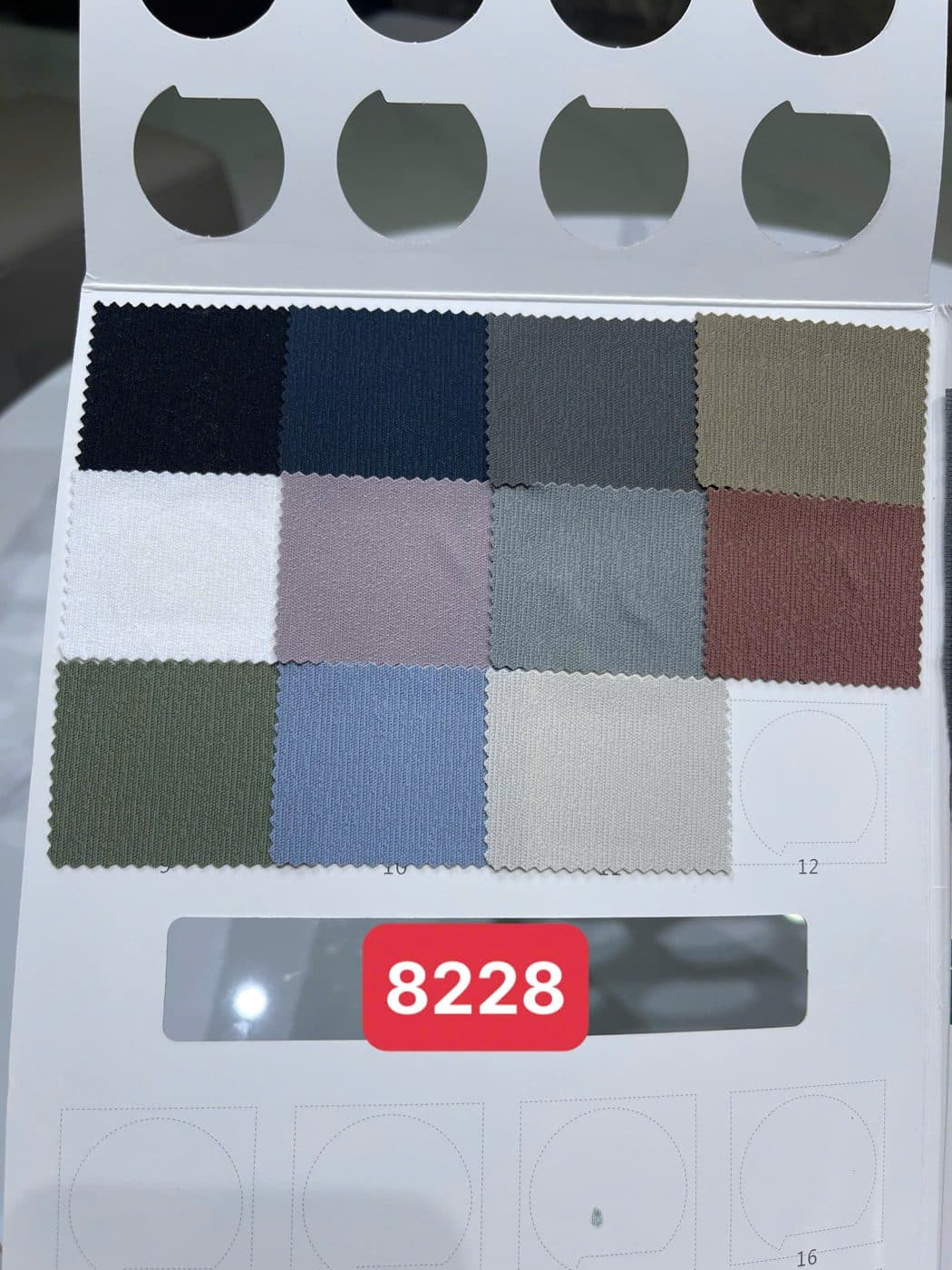 Sổ mẫu thực tế Thun thể thao 8228 (gân dọc nhỏ)
